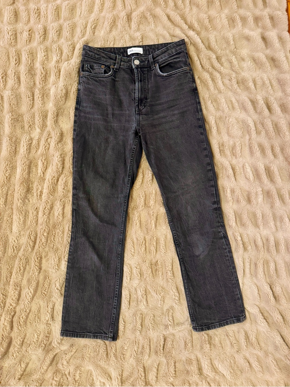 Zara Charcoal Cropped Straight Jeans